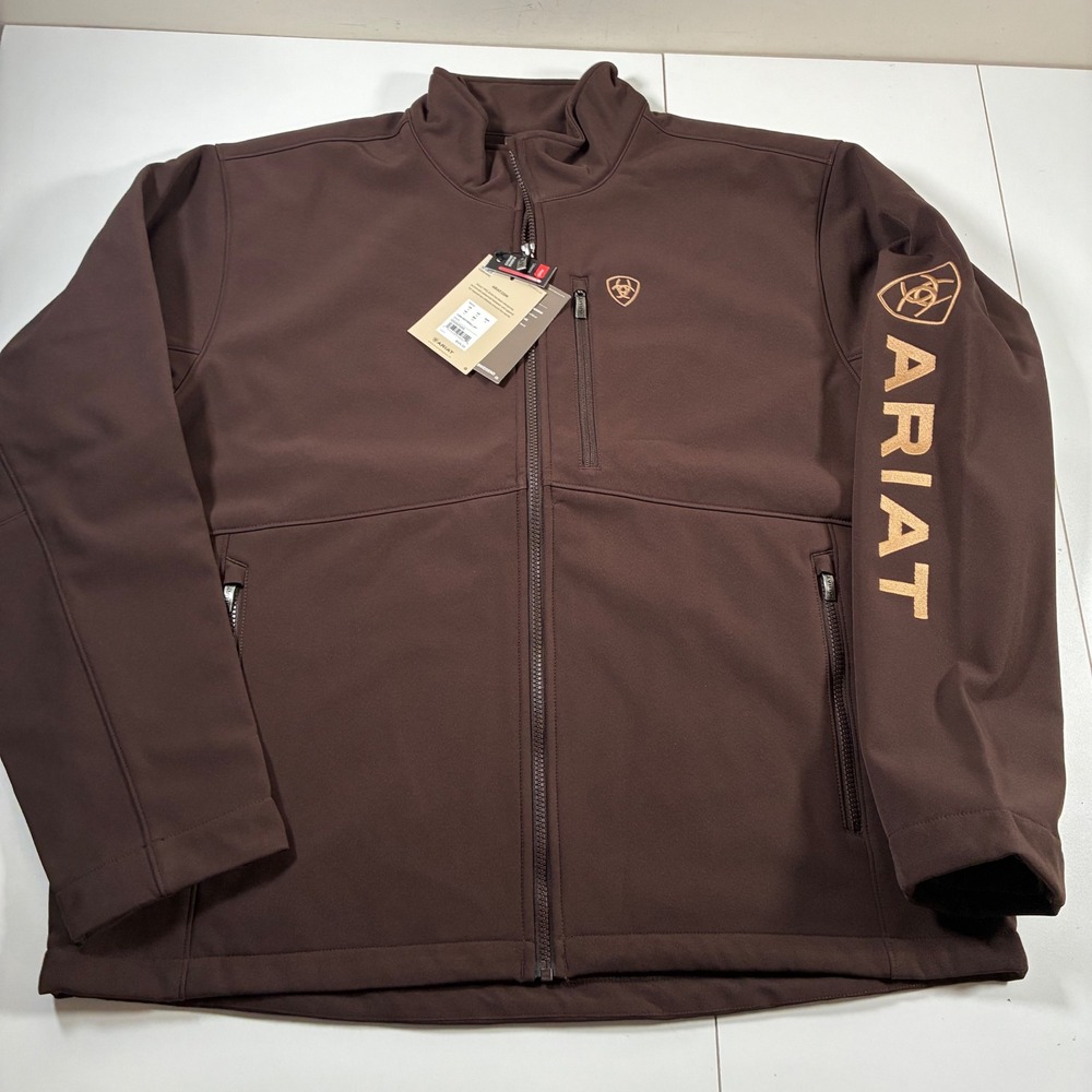 NEW Ariat Logo Softshell Jacket XL Brown Concealed Carry Wind Water Resistant